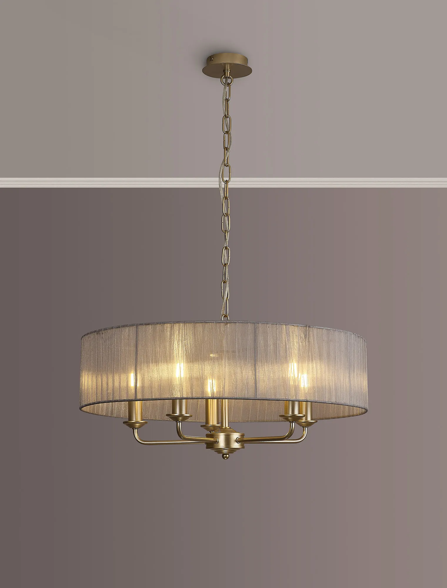 Banyan 45cm 3 Light Pendant Champagne Gold, Grey DK0966  Deco Banyan CG GR